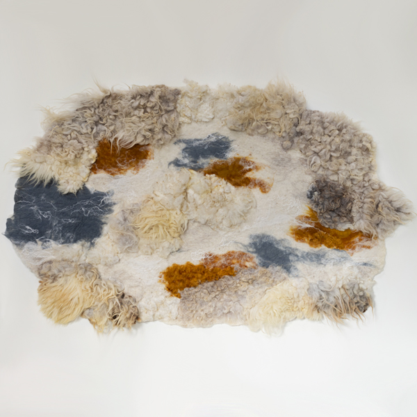 Blue, yellow and natural wool